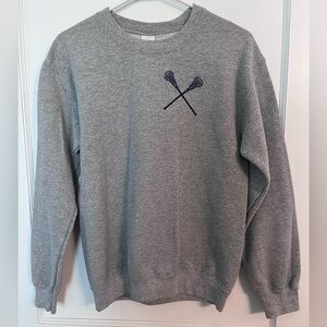 Gildan Gray Lacrosse Crewneck Sweater Sweatshirt Classic Adult Small